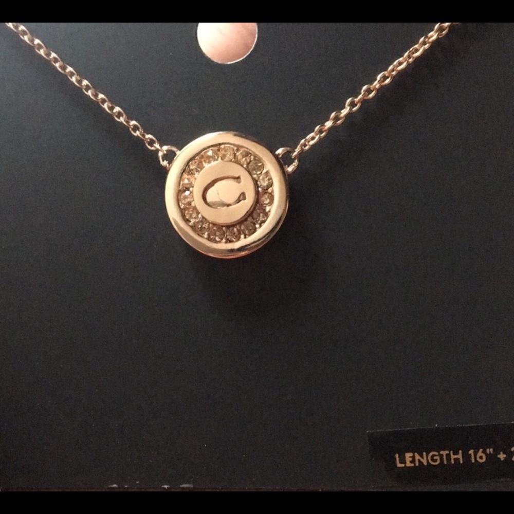 Coach Rose Gold Pave Necklace NWT
